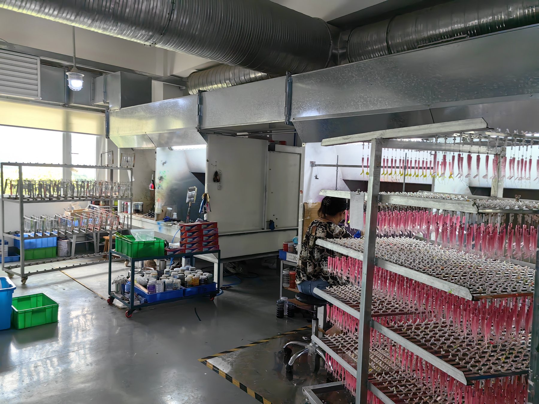 Fishing lure coating production