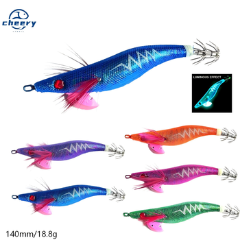 High Quality 3.5# Luminous Squid Jig Lure Wooden Shrimp Artificial Bait Jigging Lure – Metal Jig – view 1