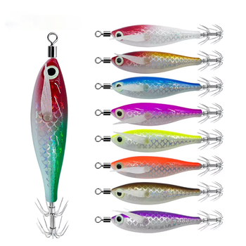 Glow Squid Jig Hook Saltwater Fishing Bait Artificial Egg Wood Shrimp Lures Sea Fishing Octopus Cuttlefish Squid Lure – Metal Jig – view 1