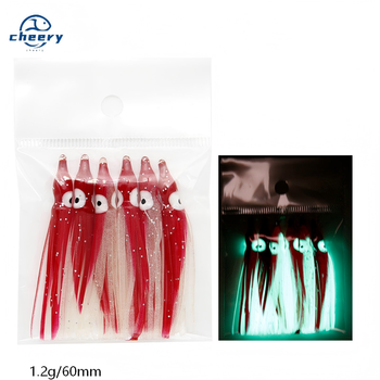 Cheery 6PCS 60mm Saltwater Luminous Glowing Soft Plastic Octopus Bait Rubber Squid Skirts Lure Squid Jigs Lure – Soft Lure – view 1