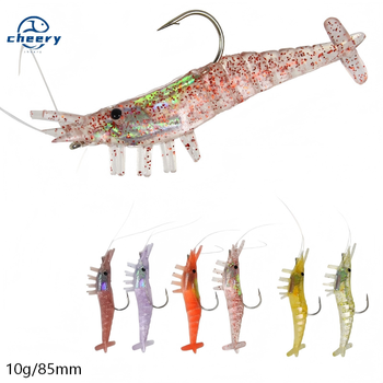 3pcs Luya Soft Lures10g/8.5cm Silicone Simulation Shrimp and Worm with Hook Soft Shrimp Lures – Soft Lure – view 1