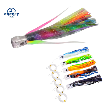 CHEERY 7.5in 9in Tuna Trolling Lures Mylar Flash Wings Reflective Acrylic Resin Head Soft Bait Offshore Fishing Saltwater Fish – Soft Lure – view 1