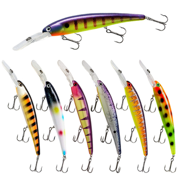 SET of 6 9 Inch Big Game Trolling Skirt Lures Cheery ABS Pusher Style Fishing Lures for River & Stream Printed Condition – Trolling Lure – view 1