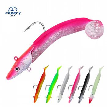 Cheery 12cm 23g Soft Baits T Tail Artificial Lures Set 6 Colors Eel Jig Head with Hand Lead Fishing Lure for Ocean Boat Fishing – Soft Lure – view 1