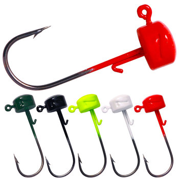 Cheery Wholesale Metal Lead Mushroom Head Jig Fishing Lures 5pcs/bag 2.8g 3.6g 4.6g 7g Soft Bait Jig Hooks – Soft Lure – view 1