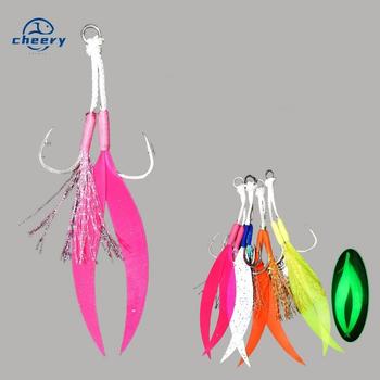 Cheery High Quality Double Hook Metal Jig with High Carbon Steel Hook Ribbon Silicone Skirt Fishing Lure for Marine Fishing – Soft Lure – view 1