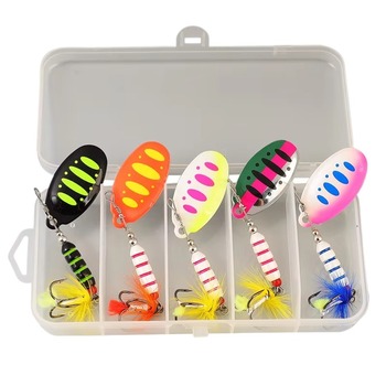 Cheery 7g 9cm Metal Spinner Bait Wobble Fishing Tackle for Bass Trout with Treble Hook Printed Condition for Perch in River – Metal Jig – view 1