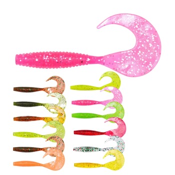 Cheery 7cm PVC Artificial Curly Long Tail Fish Shrimp Vibe Bait for Marlin Fishing in Rivers – Lure – view 1