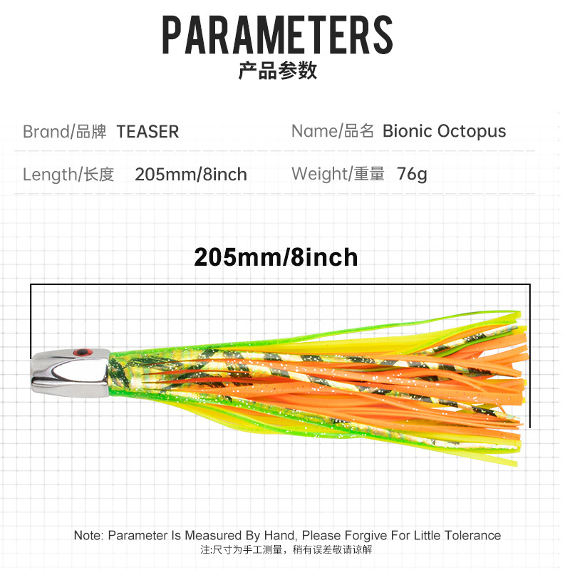 CHEERY High Quality Soft Fishing Lure Saltwater Octopus Metal Trolling Lures Big Game Fishing Marlin Tuna Trolling Lure – Octopus Skirt – view 2