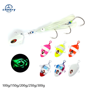 Cheery 100g 150g 200g 250g 300g Squid Skirt Assist Hook Rig Jig Head Fishing Lure Octopus Jigging Rigs – Metal Jig – view 1