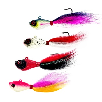 168g 6oz Heavy Metal Lure Jig Lead Head Real Feather Saltwater SWIMBAIT Bucktail for Sea Fishing Trout – Soft Lure – view 1