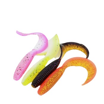 15pcs/bag 30pcs/bottle of Shrimp Scent, Dual Color Threaded Rolled Tail Lure Fishing Soft Insect Bait – Soft Lure – view 1