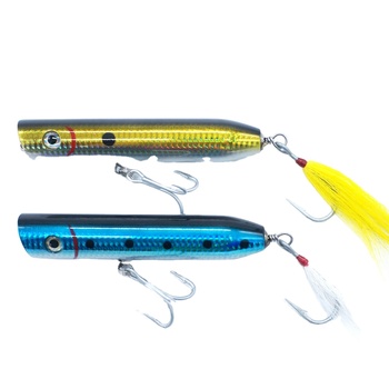 56g 5 1/2" Hard Lure Popper Swim Bait Saltwater Pike Tuna Salmon Fishing Wood Lure – Popper – view 1