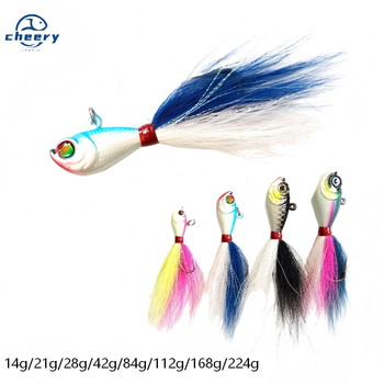 Jig Head Lead Bucktail 84g Hand Tied Bucktail with Mylar Accents Super Strong Black Nickle Saltwater Hooks Fishing Lures – Metal Jig – view 1