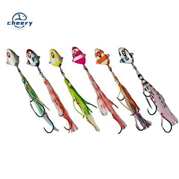 CHEERY J18+HK025 100g 150g 200g 250g 300g Saltwater Fishing Metal Jigging Lure Inchiku Hard Metal Jig Bait with Squid Skirt Hook – Metal Jig – view 1