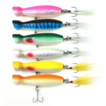 5.5' Fishing Wood Bottle Style Popper Lure Artificial Bait Wooden Baitsocean Tackle for Striped Bass Tuna Fishing – Popper – view 1