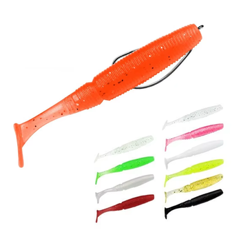 Factory Direct 7.5cm 3G Grooved Screw T-Tail Monster T-Tail Fish Lure Soft PVC Bass Bait Fishing Lure – Soft Lure – view 1