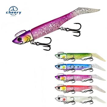 CHEERY Arrival Luminous Jig Head Soft T Tail Bass Fishing Lure 30g-43g Saltwater Jigging Rubber Bait Artificial Lead Soft Bait – Soft Lure – view 1