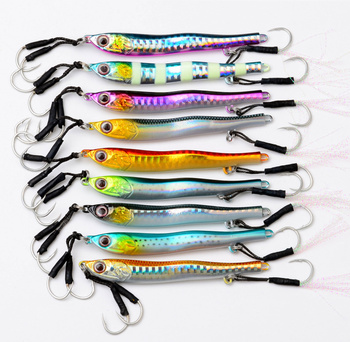 30g 40g 60g 80g Offshore Jigging Lures Bass Luminous Fishing Low Metal Jigs with Assistant Hooks Japan Quality Jig Metal – Metal Jig – view 1