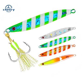 CHEERY High Quality Saltwater 30g 40g 60g 80g Colorful Lead Bait Luminous Jig Slow Metal Jigs With Auxiliary Hook Jigging Lure – Metal Jig – view 1