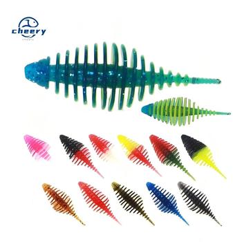 CHEERY 10pcs/bag 50mm 1.6g Double Color PVC Soft Worm Bait Artificial Plastic Fishing Lure for Lake Bass Catfish Bream Target – Soft Lure – view 1