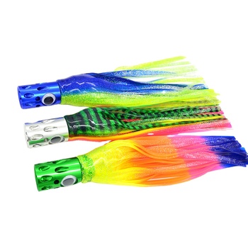 NEW 16inch Trolling Metal Lure Drag Bait Octopus Skirt Sea Bait Aluminum Head Silicone Skirt Big Game Squid Jig – Soft Lure – view 1