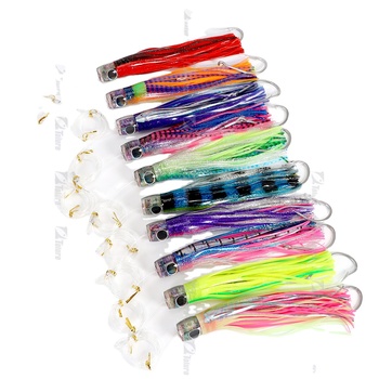 Acrylic Head Trolling Lures 6/0 7/0 9/0 Hook Big Game Lures Octopus Skirt Trolling Bait with Lead Pendant Spring – Trolling Lure – view 1