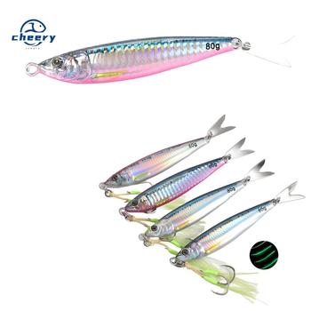 CHEERY High Quality 20g-80g Luminous Long Throw Jigging Bait Fishing Lures Metal Fishing Lure With Sequins for Sea Fishing – Metal Jig – view 1