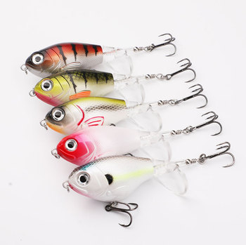 Cheery 17g Topwater Fishing Lure Floating Rotating Tail Plopping Minnow Surface Crankbait for Saltwater Fish Attracts Bass Trout – Minnow – view 1
