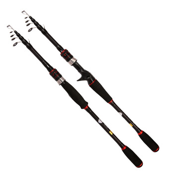 Carbon Telescopic Lure Rod Adjustable Ultra-Hard EVA Handle Straight Grip Ocean Beach Bass Fishing Rod Set – Hard Lure – view 1