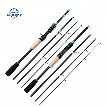 CHEERY 4 Section Carbon Fiber Lure Rod Action Adjustable Straight Handle Bass Fishing Rod Alloy Guides Baitcasting/Spinning – Rod – view 1
