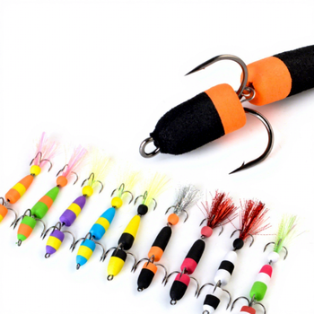 Cheery FISHKING Floating Foam Bait Three Anchor Barbed Hooks Bass Fishing High Carbon Steel Material Bottom Fishing Technique – Hooks – view 1