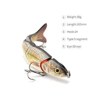 Cheery Five Section Bionic Artificial Hard Bait for Carp ODS LURE D5J01 ABS Material Freshwater Casting Lure with Hooks – Hard Lure – view 1