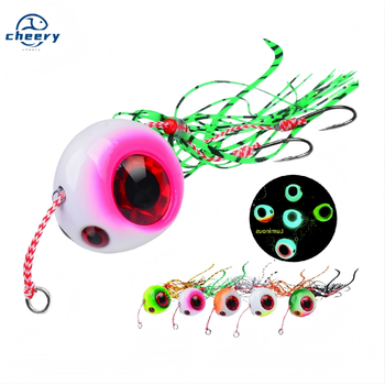 40g-120g Luminous Glow Lead Jigging Lure Slow Jig Head Rubber Skirts Assist Hooks for River Stream Sea Fishing Bass Carp Trout – Soft Lure – view 1