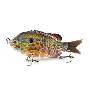 125mm Plastic Wire Tail 2-Section Sunfish Simulation Multi-Section Live Bait S-Type Flexible Underwater Swimming Lure with Hooks – Hooks – view 1