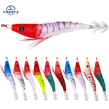 Cheery Live Bait Wood Shrimp Set Bionic 12-Piece Luminous Squid Hook Fluorescent Fake Shrimp Electronic Double Row Fishing Gear – Hooks – view 1
