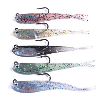 For Silicone Live Bait Fork Tail Lead Head Hook Fishing Lure 7cm 5g with Hooks Multi-color Sea Fishing Gear – Soft Lure – view 1