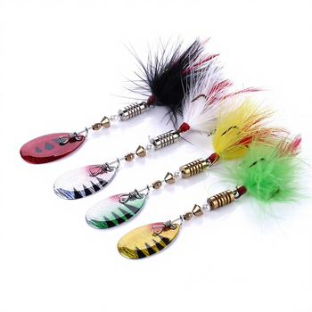 JIA Metal Rotating Sequin Live Bait Fishing Lure with Colorful Feather Hook 7cm 5.5g – Metal Jig – view 1