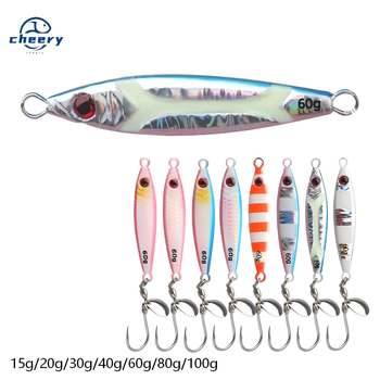 Cheery Little Fat Slow Jigging Stainless Steel Plate Rotating Bearing Sequin UV Single Hook Boat Fishing Lure Swordfish Fishing – Metal Jig – view 1