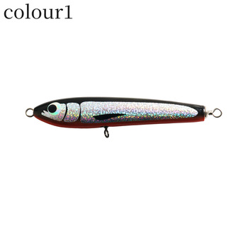 Metal Printed Wooden Floating Pencil Bait 16cm 45g Sea Fishing Deep Sea Golden Gun GT Cattle Port Luya with Hooks – Metal Jig – view 1