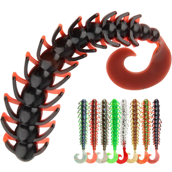 CHEERY Plastic Soft Roll Tail Midwater Bait Worm Lures 6g 110mm Threaded for Trout Bass Saltwater River Float Fishing Hooks – Soft Lure – view 1