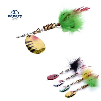 CHEERY Metal Rotating Sequin Live Bait Fishing Lure Colorful Feather Hook for Trout River Sea Fishing Float Fishing 7cm 5.5g – Metal Jig – view 1
