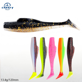 Cheery 12cm 13.4g 5pcs Paddle Tail Material Soft Bait Minnowz Wobblers Swimbait Fishing Lures Soft Lures Bait – Soft Lure – view 1