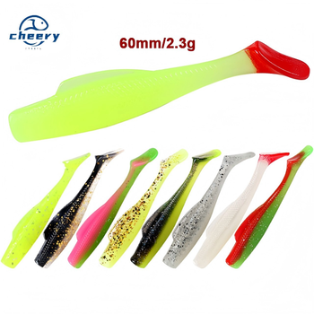 Cheery Paddle 6cm 2.3g 6pcs Soft Lure Paddle Bait T-Tail Soft TPR Shad Bait Fishing Lure – Soft Lure – view 1