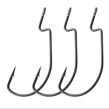 Factory 4X High Quality Manufacturer High Carbon Steel Crank Worm Fishing Hooks Offset Worm Hook – Soft Lure – view 1