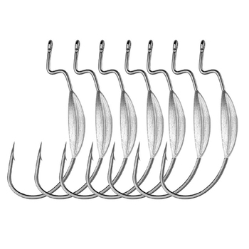 Gs 3#-5/0 Carbon Steel Wide Barbed Fishhook Crank Hook Soft Lure Worm Hook Bait Crank Fishing Hook with Lead – Soft Lure – view 1
