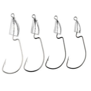 JOHNCOO Bullet Jig Heads Swimbait Hook Bass Fishing Texas Rig Hook Saltwater Freshwater Offset Weighted Weedless Hook – Soft Lure – view 1