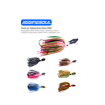 JIGGINGSOUL-BB015-7g-21g Metal Hard Bait Spinner Bait Fishing Lure Mixed Colour Skirt Rubber Bearded Jigs – Soft Lure – view 1