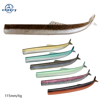 Cheery 115mm/6g Saltwater Fishing Gear Artificial Bait PVC Material Eel Fishing Lure Jig Head Hook Shad Bait Soft Plastic Lure – Soft Lure – view 1