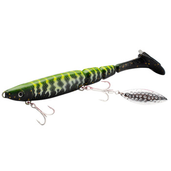 Cheery AGS628/1 130mm 34.6g 6-Color 3D PVC T-Tail Swimming Rattle Ball Soft Bait with Hooks for Freshwater/Saltwater Fishing – Soft Lure – view 1
